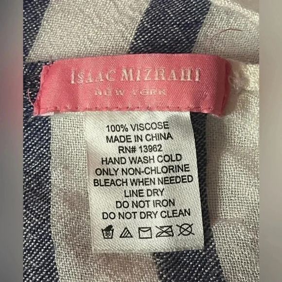 Isaac Mizrahi Viscose Beachy Boho Striped Nautical Fringed Kafta - Picture 6 of 7